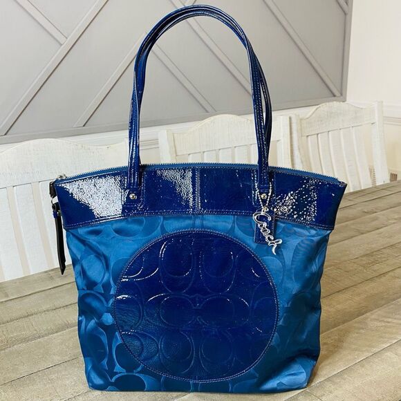 Coach Handbags - COACH Laura Large Designer Logo TOTE F18336 Luxury  LEATHER BAG Purse